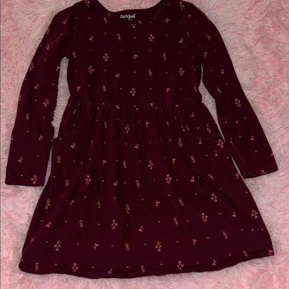Cat & Jack Burgundy Floral Kids Dress